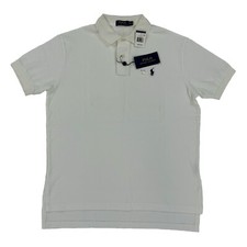  MINOR DEFECT Polo Ralph Lauren Solid Mesh Polo Shirt - White - Size: Medium