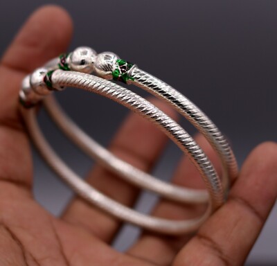 INDIAN TRADITIONAL STYLE GENUINE SILVER BANGLE BRACELET KADA WOMEN