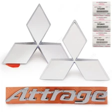 Set Chrome Front Tailgate Logo Emblem Grille For Mitsubishi Attrage 2013 2019