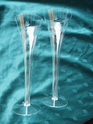 Sektglas / Sektflöte, 2, ''Krosno Bonapart'',   transparentes, altes, klares Glas,
