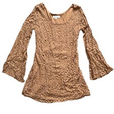 Umgee Tan Boho Flare Lace Dress - S