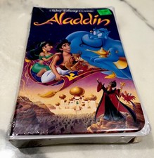 SELLADO RARO Walt Disney Aladdin VHS Negro Diamante Clásicos Clamshell 1993