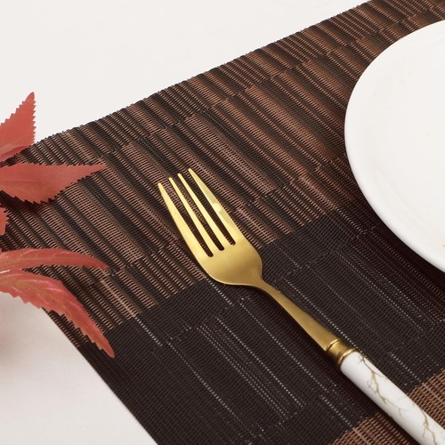 Brown Gradient Stripes Placemats Set of 4 - Picture 7 of 10