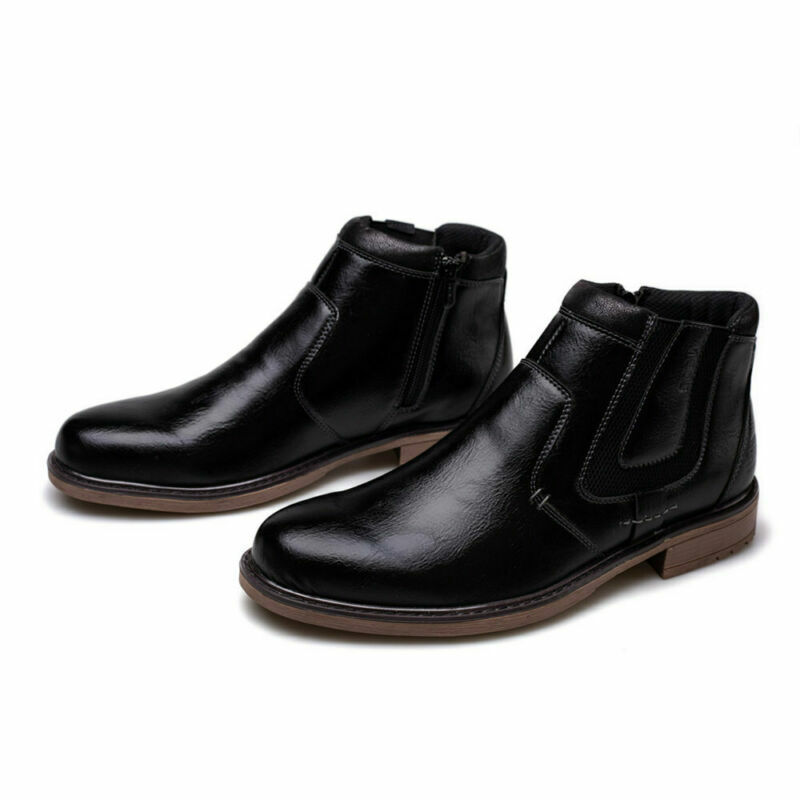 Men Retro Chelsea Zip Cowboy Casual Motorcycle Shoes Ankle Boots