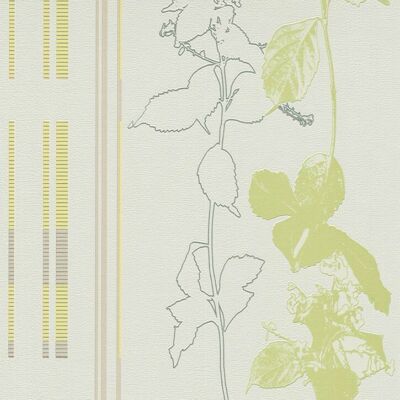 Erismann Tapete 6853-07 Grün Gelb Grau Weiß Blätter Vliestapete Vlies