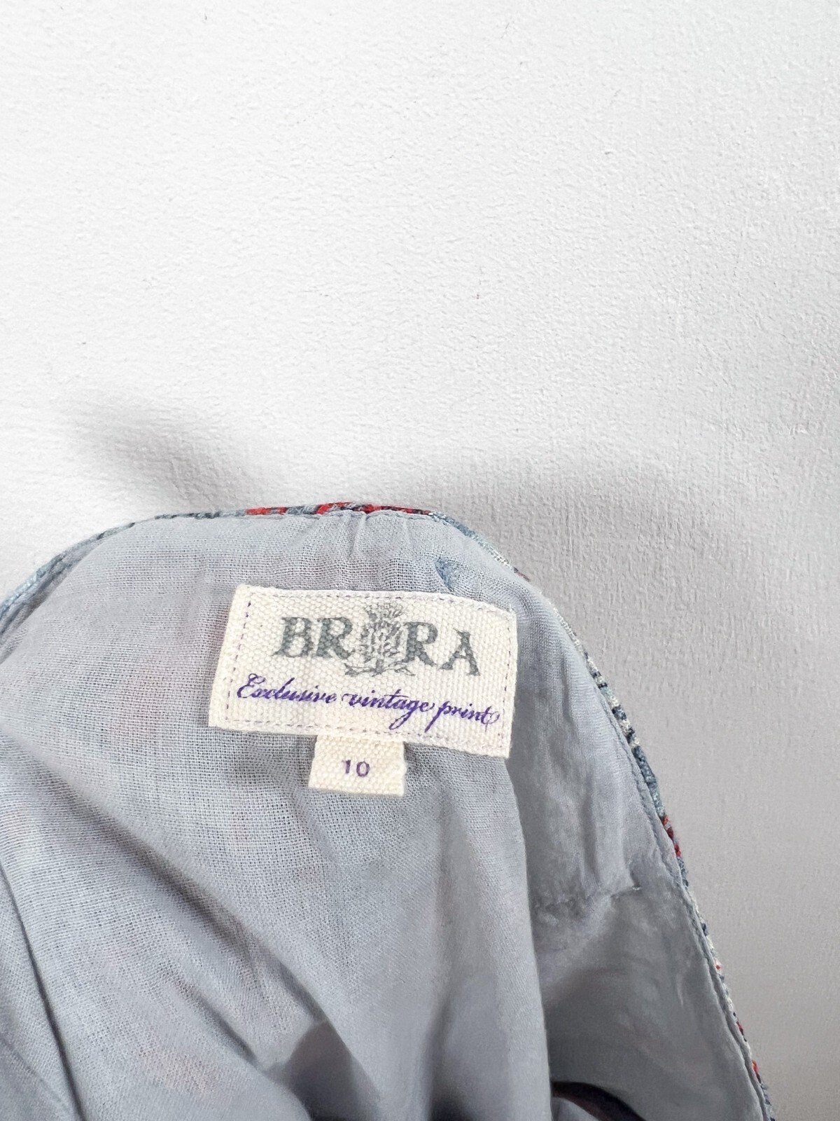 Brora Skirt Womens 10 Blue Red Linen Vintage Print Ladies Summer Floral