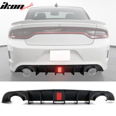 #ad Fits 15 23 Dodge Charger IKON V4 Style Rear Diffuser w LED Light Gloss Black PP $139.99
