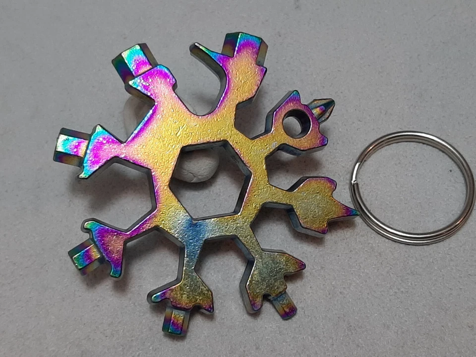 MARKENLOS MINI MULTI TOOL - Schneeflocke - 18 in 1 Werkzeug - rainbow - NEU - 8-1326