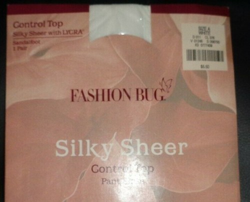 Fashion Bug Silky Sheer Control Top Pantyhose Sandalfoot Size A WHITE NEW - Picture 3 of 3