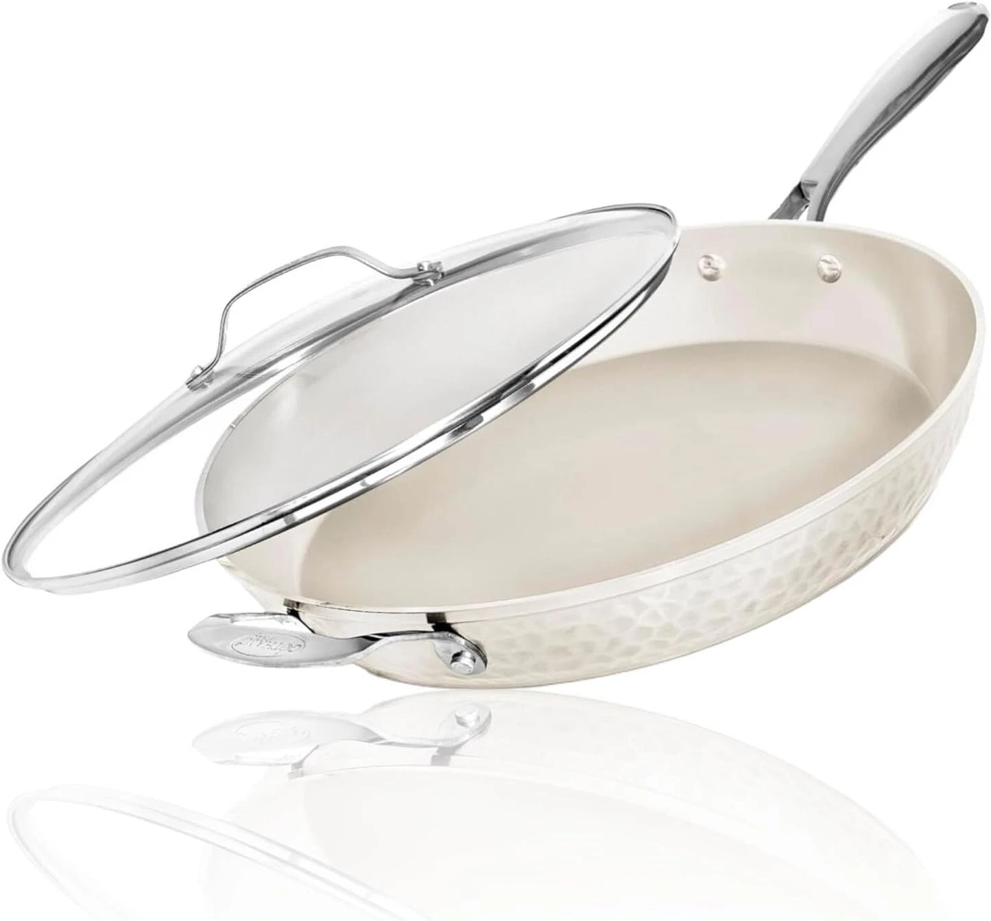 Gotham Steel Hammered Cream 14'' Ultra Ceramic Nonstick Fry Pan with Lid
Opens in a new window or ta