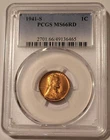 1941 S Lincoln Wheat Cent MS66 RED PCGS