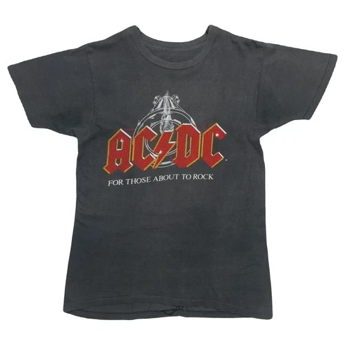 AC-DC For Those About to Rock Tour Shirt Size: 1980s vintage concert t-shirt, vintage, single stitch, B+ condition