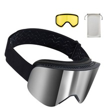 Frameless Ski Goggles, Magnetic Cylindrical Lens, Anti Fog OTG Snow Goggles