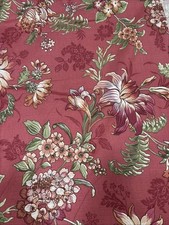 8 Yds Vtg Jacobean Floral Upholstery Fabric 54 Coral English Garden Cottagecore