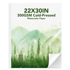 30 Sheets Large Watercolor Paper, 22x30 Inches Cold Press inches, White