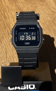 Casio F91w mod Negative Inverted Display All Black Digital Watch