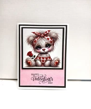 Card Kit Valentine Cute large eyes bear Total 4 cards and envelopes