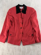 Stephanie Queller Women's Blazer Jacket Size 10 Red Button Front Lined