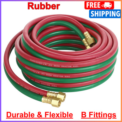 Oxygen Acetylene Hose 1/4-Inch × 25 Feet W/ 9/16 -18 B fittings Welding Cutting