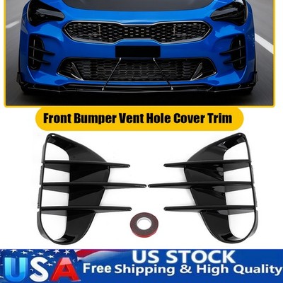 Gloss Black Front Bumper Vent Hole Cover Spoiler For 2018-23 Kia Stinger GT New