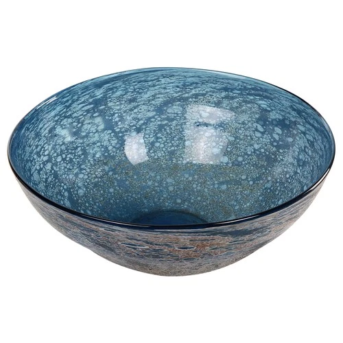Uttermost Genovesa Aqua Glass Bowl - 14.25"W x 6"H x 14.25"D - Picture 4 of 6