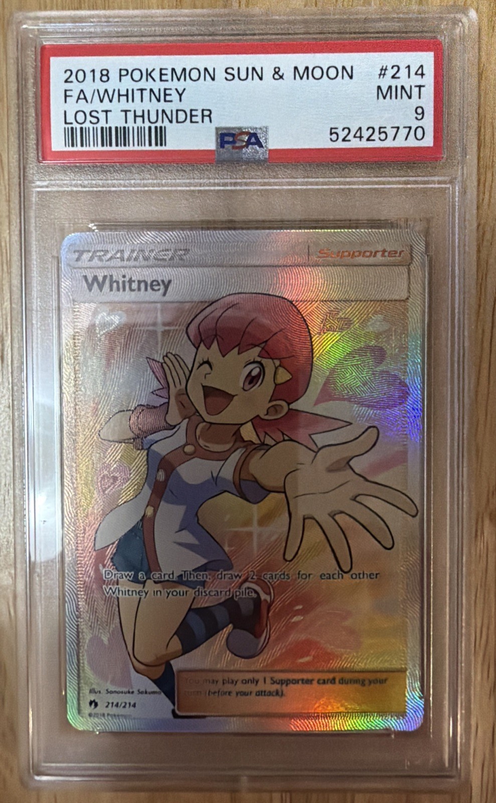 2018 Pokemon Sun & Moon Whitney 214/214 Lost Thunder Full Art PSA 9 MINT