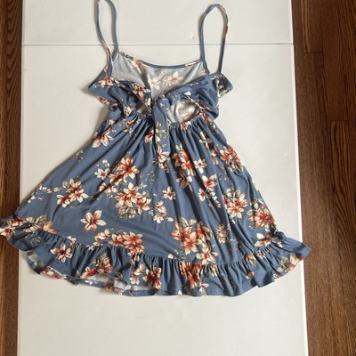 Lovely Melody Dress Small Blue Floral Sundress Casual Ruffle Graduation  Dress | eBay