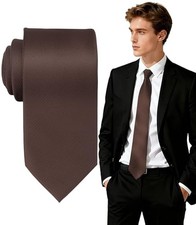 Ties for Men, Solid Color Neckties, Mens Black Tie, Neck Ties Formal 1 Brown