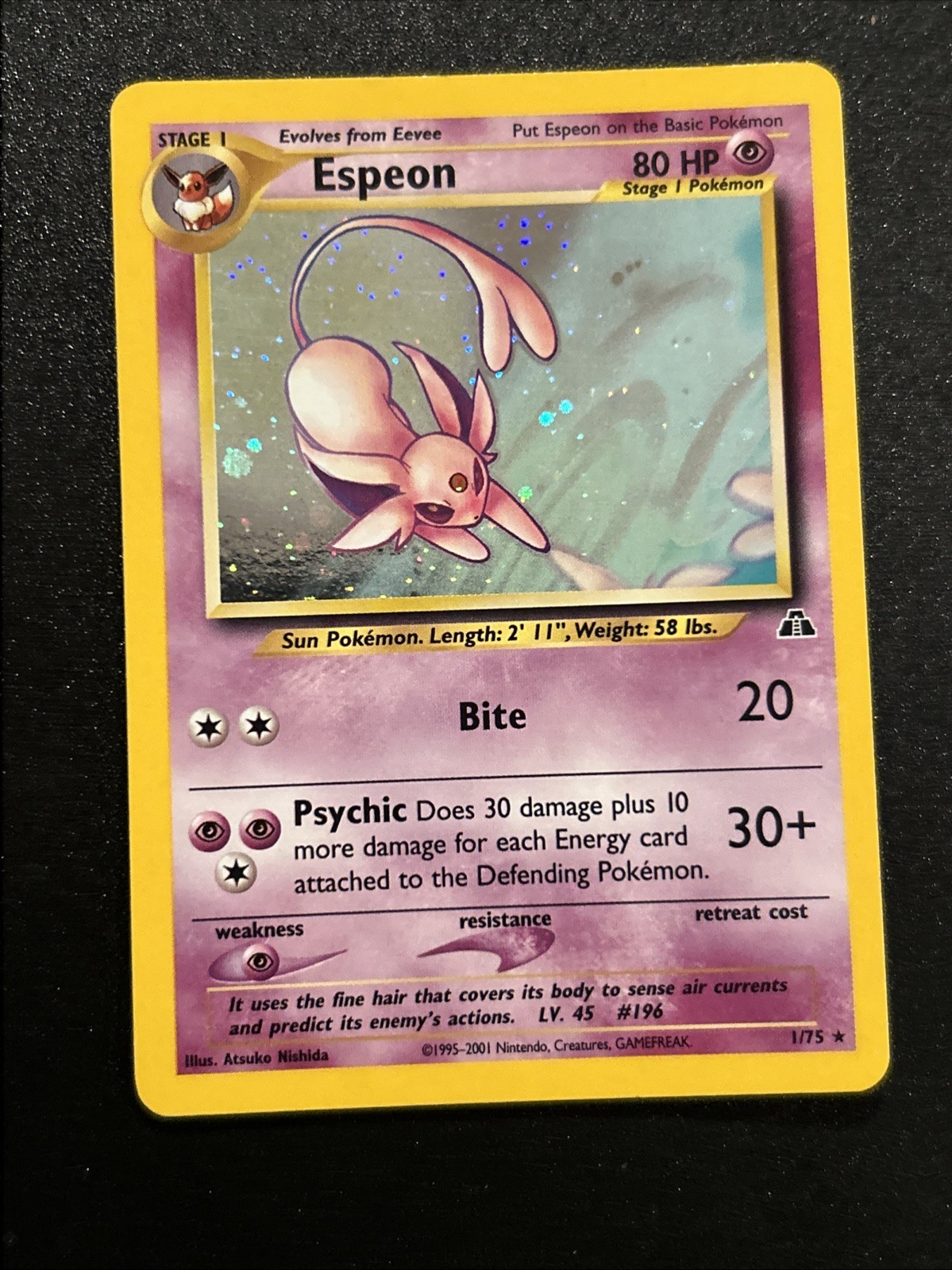 Pokemon TCG Espeon 1/75 Neo Discovery Holo Excellent/Near Mint !