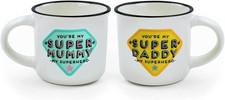 Legami 2 Coffee Cups You Are My Super Mummy Daddy Bone China Microwave Safe Gift