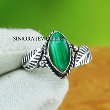 Malachite Gemstone 925 sterling silver handmade Gift Ring US size 5 to 13