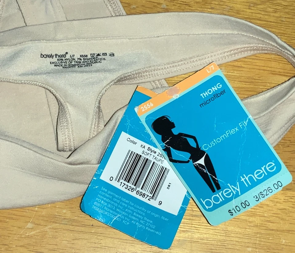 HTF New BARELY THERE Customflex Seamless Microfiber Thong Panties L 7 Nude NWT - Image 3 of 3