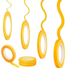 4 Rolls Car Auto Pinstripe Tape in 1/16 1/8 1/4  1/2 Inch Wide Yellow 52 yds