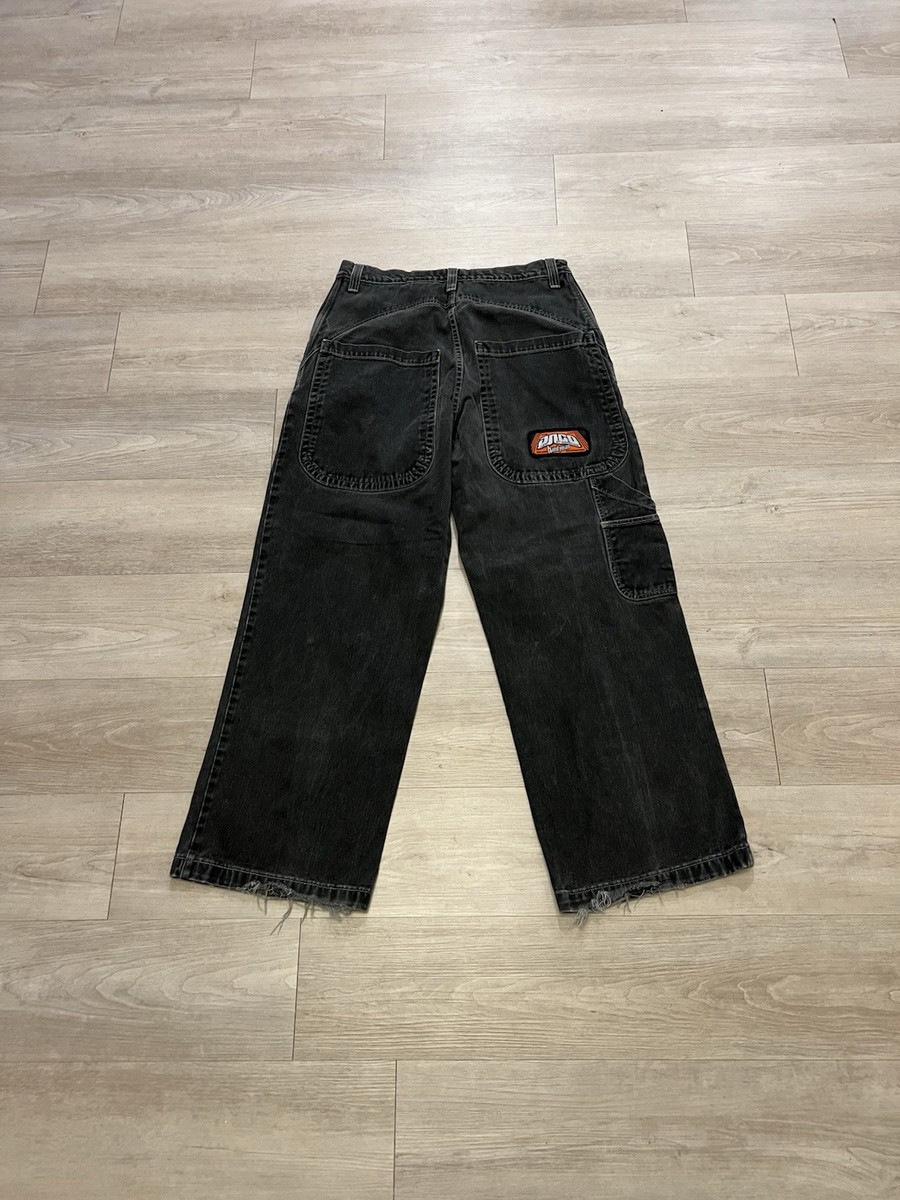 Vintage 90s JNCO Handyman Black Denim Carpenter Baggy Skater Jeans 