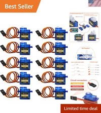 Precision 10-Piece SG90 9g Micro Servo Set for RC Cars, Drones & Robots