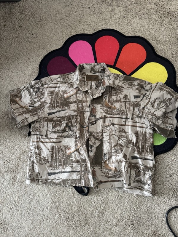 Magellan Sportswear Men's Camouflage Short Sleeve Button-Front Cotton Shirt M