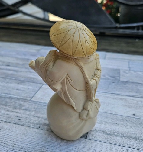 Estatuilla de Buda Riendo Feliz De Colección Estatua Color Marfil Suerte 5.5" - Imagen 3 de 11