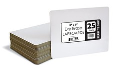 25 Pack 9x12" Premium Double Sided Dry Erase Lapboards Small White Board