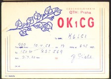 OK1CG Prague Czechoslovakia QSL postcard 1958