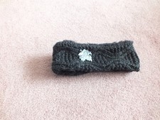 Upcycled Knit Headband Ear Warmer Black Knit Fur Lined Jewelry Accent MINICCL