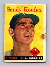 1958 Topps #187 Sandy Koufax BASSO GRADO carta da baseball vintage HOF