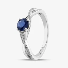 9ct White Gold Sapphire & Diamond Crossover Ring OJR1703-BS