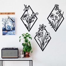 3 Pcs Metal Flowers Wall Arts, Rustic Farmhouse Decor Minimalist Flower Wall ...