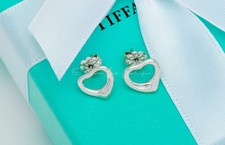 Tiffany  Co. Earrings Open Heart Elsa Peretti Silver Stud Earrings