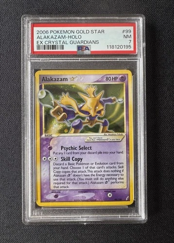 Alakazam Gold Star 99/100 Crystal Guardians Holo Card PSA 7 NM Swirl