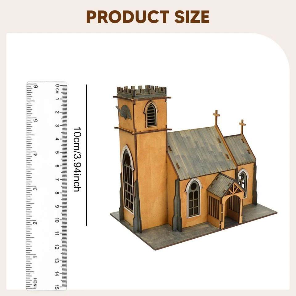 1/72 Church Building Model Kit Diorama DIY Wood 3D Wooden Puzzles for Adults - Image 3 of 4