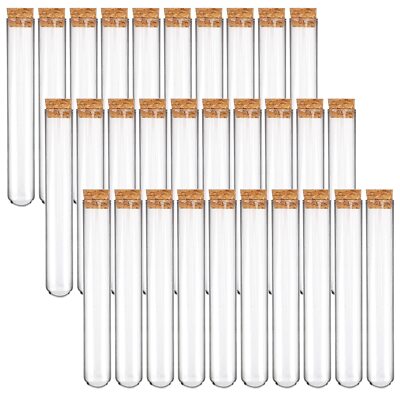 30pcs 13ml Glass Test Tubes with Cork Stoppers 15x100mm Small Clear Glass Tes...