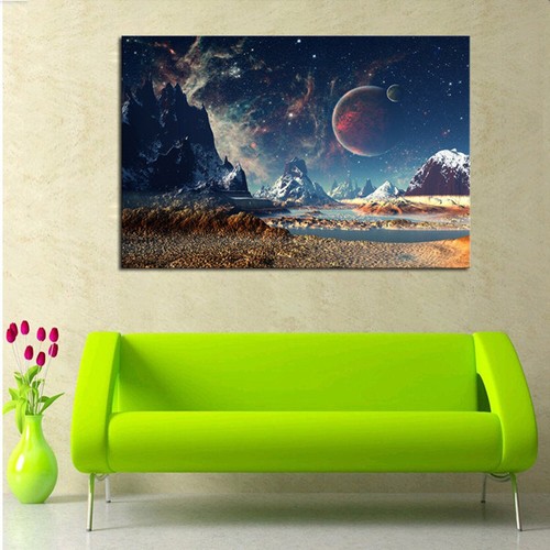 Multi Panel Druck Weltraum Berg Leinwand 5 Stück Wandkunst Stern Mond Erde Galaxie - Bild 4 von 11