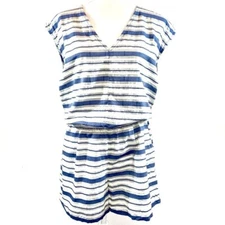 a.n.a. A New Approach size L blue gray & white striped v-neck sleeveless romper