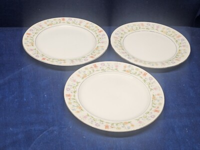 Vintage 1990 Ashley Fine China ''Eternal Love'' Set/3 Salad Plates Platinum Trim 